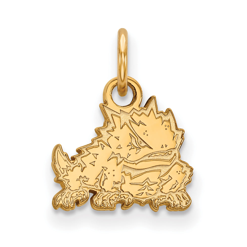 14k Gold Plated Silver Texas Christian U. XS (Tiny) Charm or Pendant, Item P24948 by The Black Bow Jewelry Co.