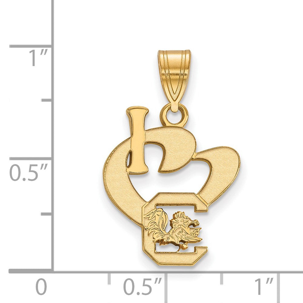 Alternate view of the 14k Gold Plated Silver South Carolina Large I Love Logo Pendant by The Black Bow Jewelry Co.
