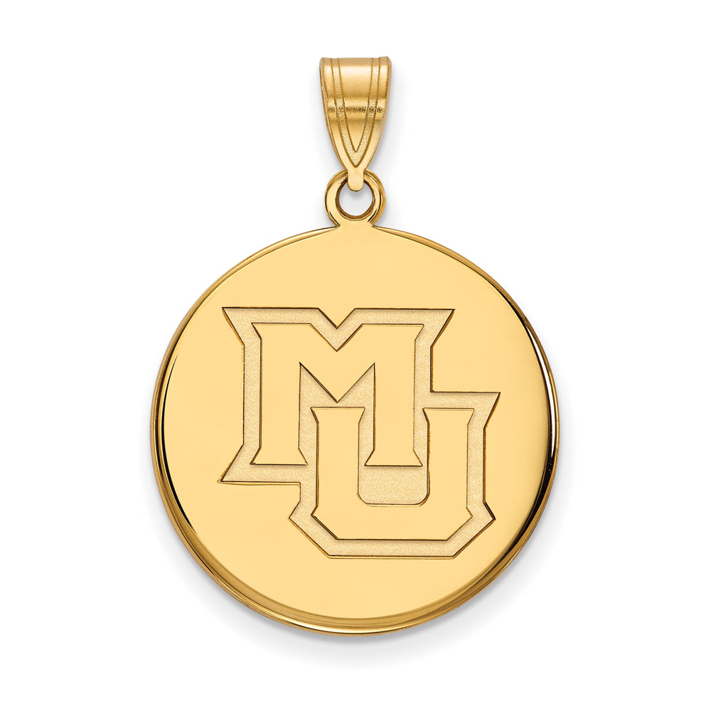 14k Gold Plated Silver Marquette U Large Disc Pendant, Item P25098 by The Black Bow Jewelry Co.