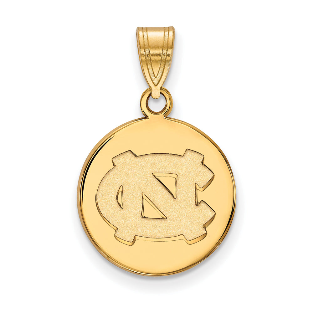 14k Gold Plated Silver North Carolina Medium Disc Pendant, Item P25221 by The Black Bow Jewelry Co.