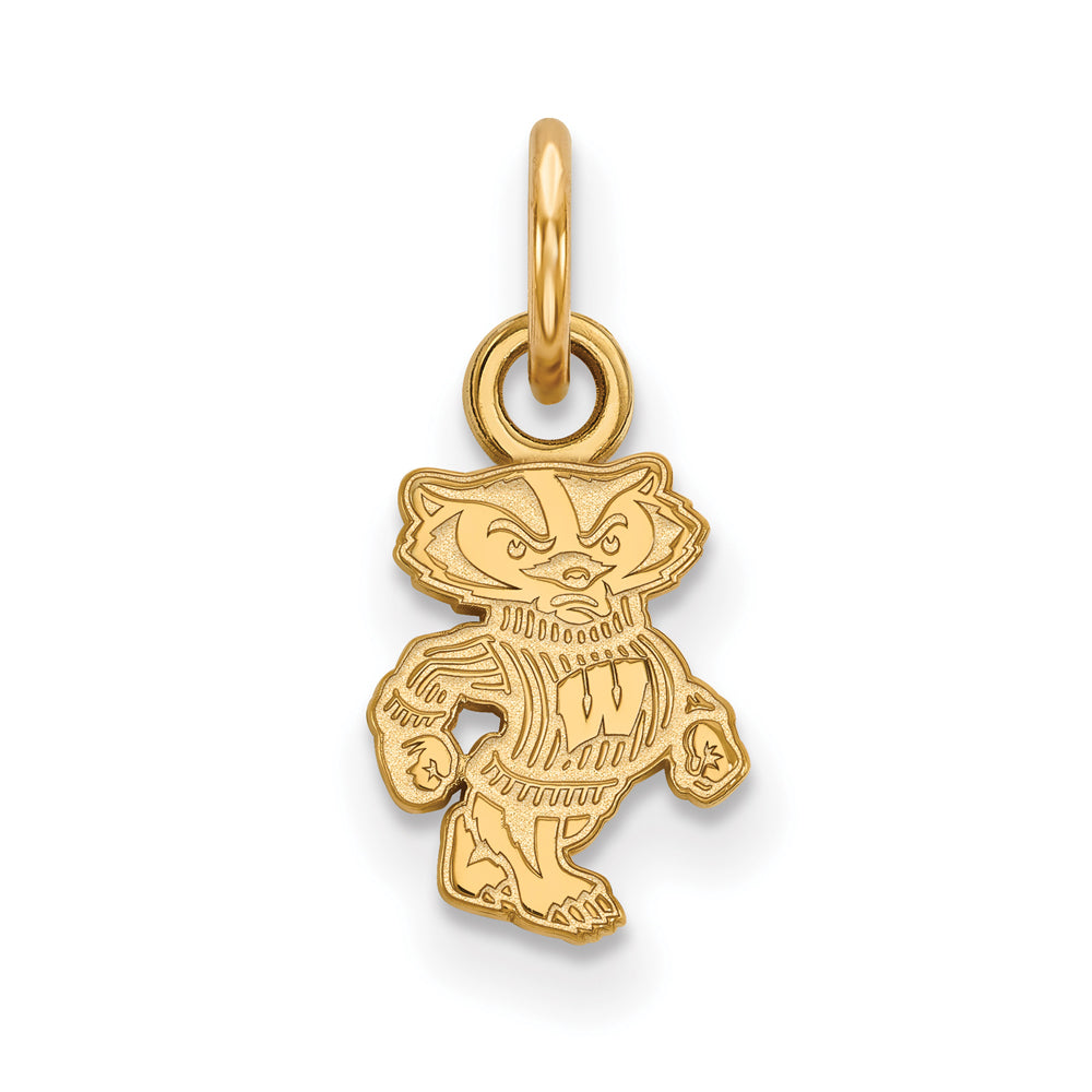 14k Gold Plated Silver U. of Wisconsin XS (Tiny) Badgers Charm Pendant, Item P25326 by The Black Bow Jewelry Co.