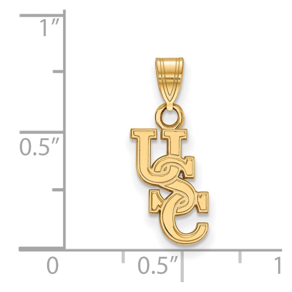 Alternate view of the 14k Gold Plated Silver South Carolina Small &#39;USC&#39; Pendant by The Black Bow Jewelry Co.