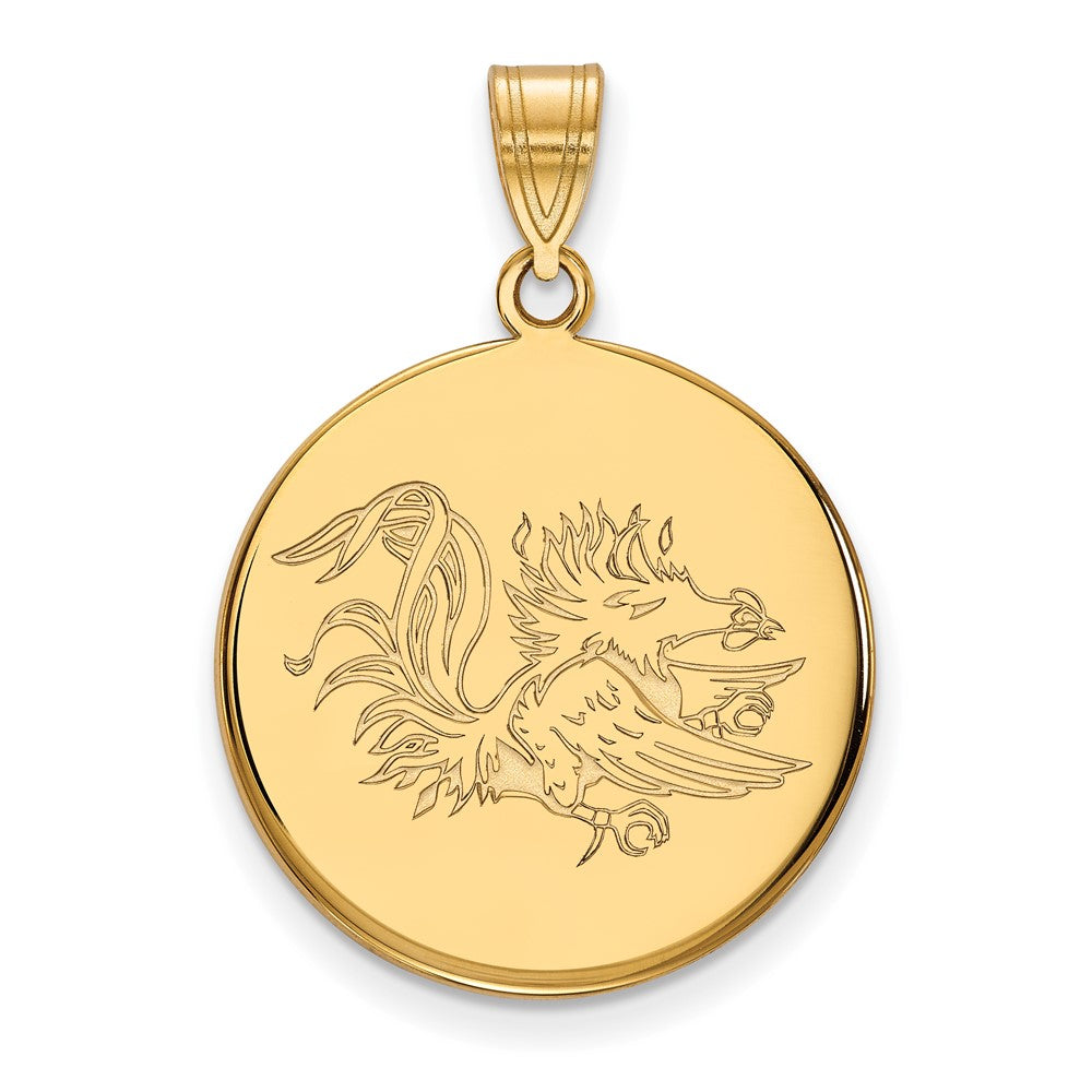 14k Gold Plated Silver South Carolina Large Disc Pendant, Item P25502 by The Black Bow Jewelry Co.