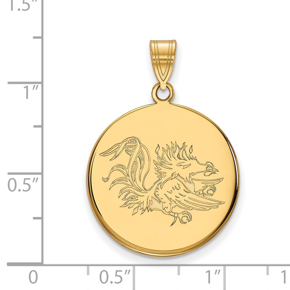 Alternate view of the 14k Gold Plated Silver South Carolina Large Disc Pendant by The Black Bow Jewelry Co.