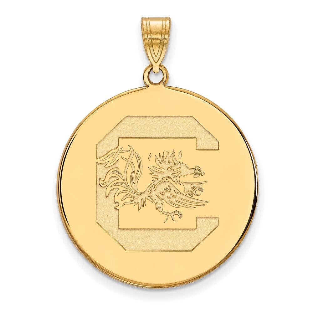 14k Gold Plated Silver South Carolina XL Disc Pendant, Item P25508 by The Black Bow Jewelry Co.