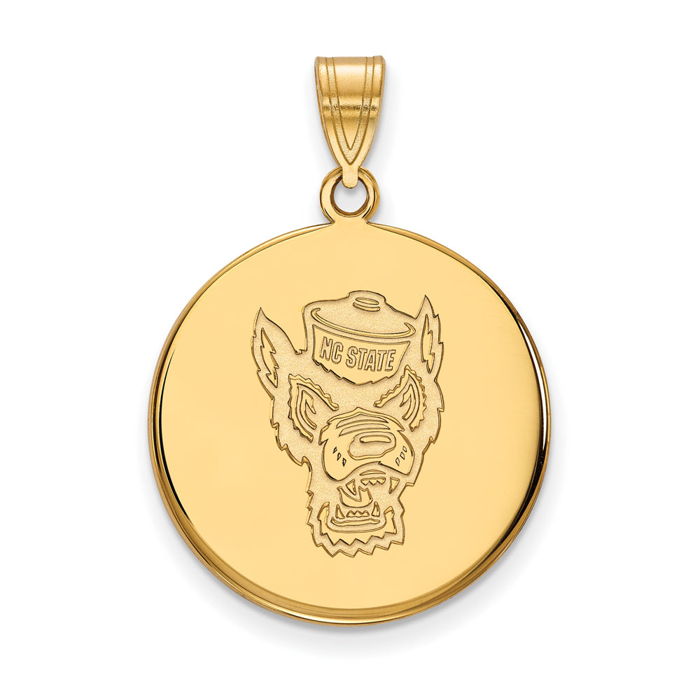 14k Gold Plated Silver North Carolina State Large Mascot Disc Pendant, Item P25516 by The Black Bow Jewelry Co.