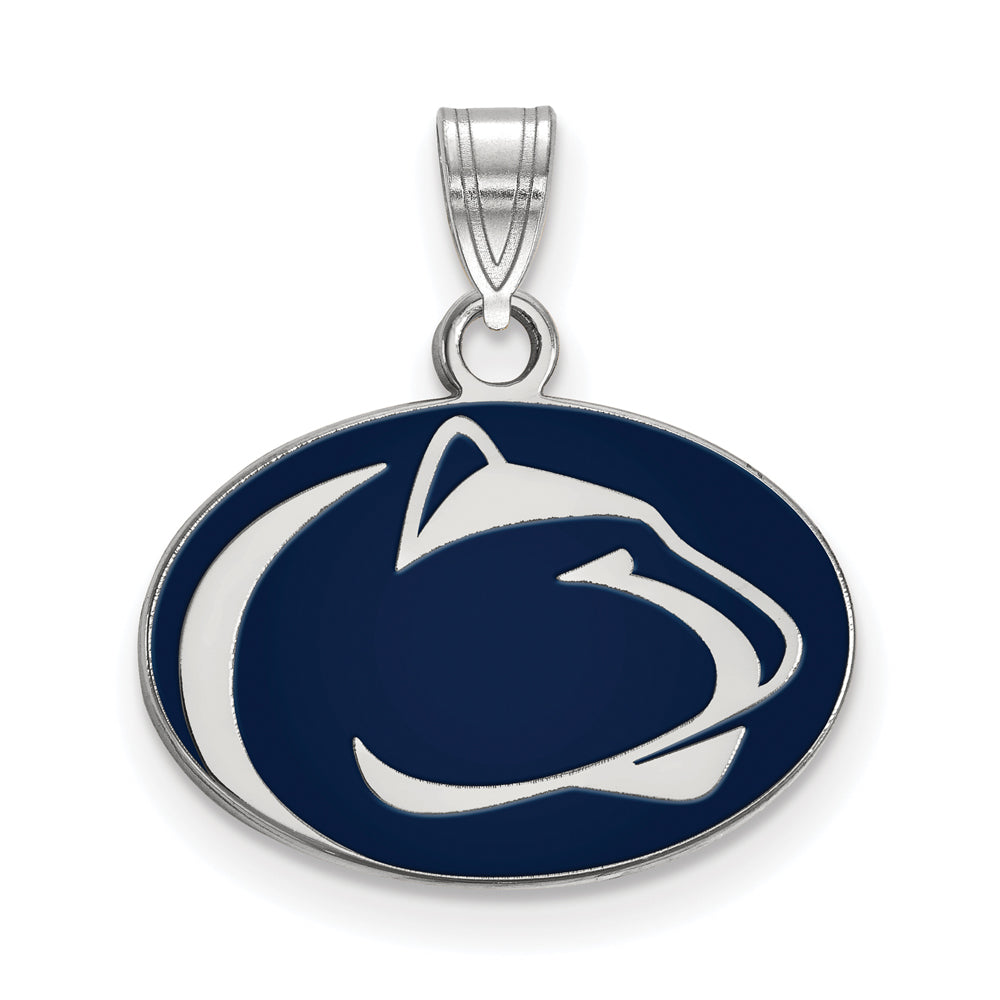 Sterling Silver Penn State Small Enamel Pendant, Item P25573 by The Black Bow Jewelry Co.