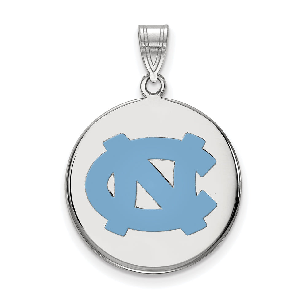 Sterling Silver North Carolina Large Enamel Disc Pendant, Item P25598 by The Black Bow Jewelry Co.