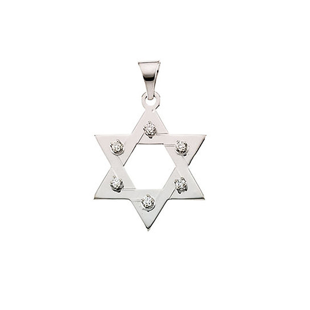 14K White Gold 1/5 CTW (SI1, G-H) Diamond Star of David Pendant, 26mm, Item P25632 by The Black Bow Jewelry Co.