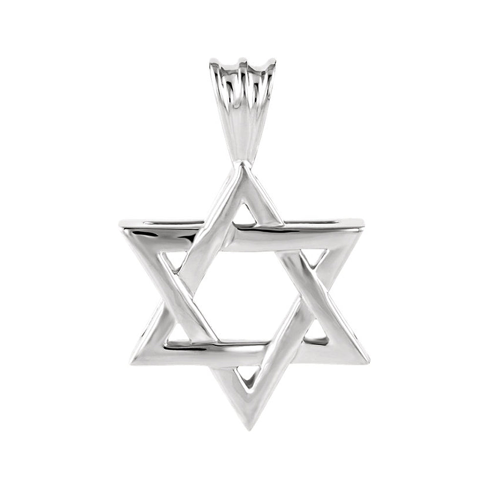 14k White Gold Star of David Pendant, 15mm, Item P25635 by The Black Bow Jewelry Co.