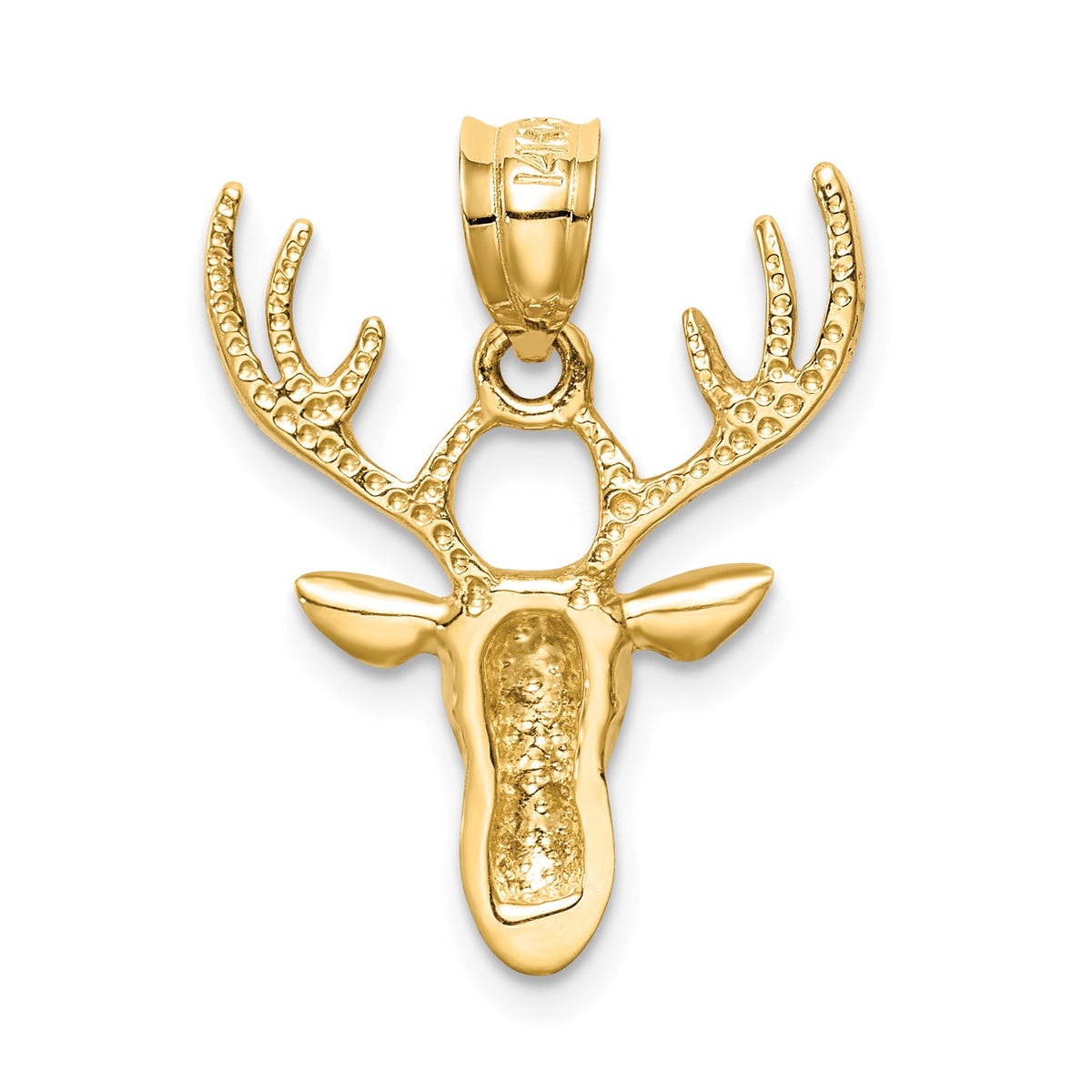 Alternate view of the 14k Yellow Gold Polished Deer Head Pendant, 18mm by The Black Bow Jewelry Co.