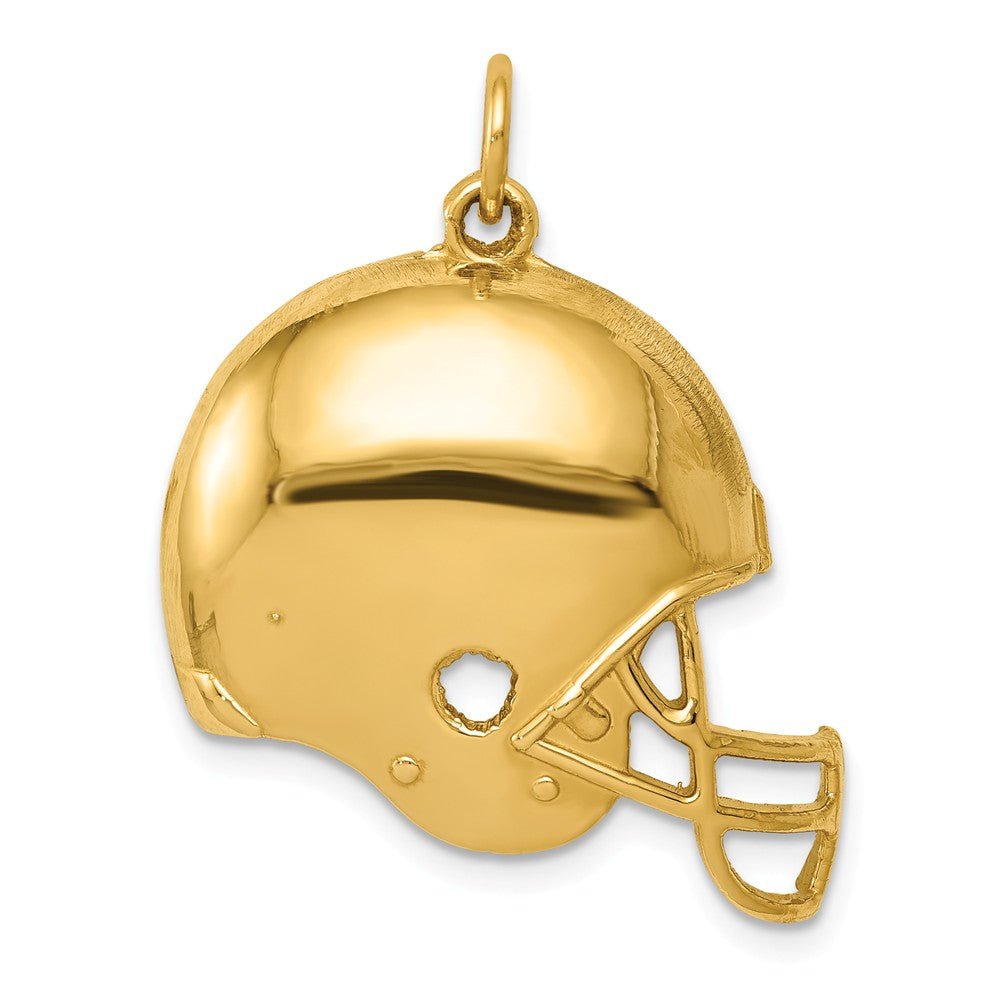 14k Yellow Gold Polished Football Helmet Pendant, 25mm, Item P25682 by The Black Bow Jewelry Co.