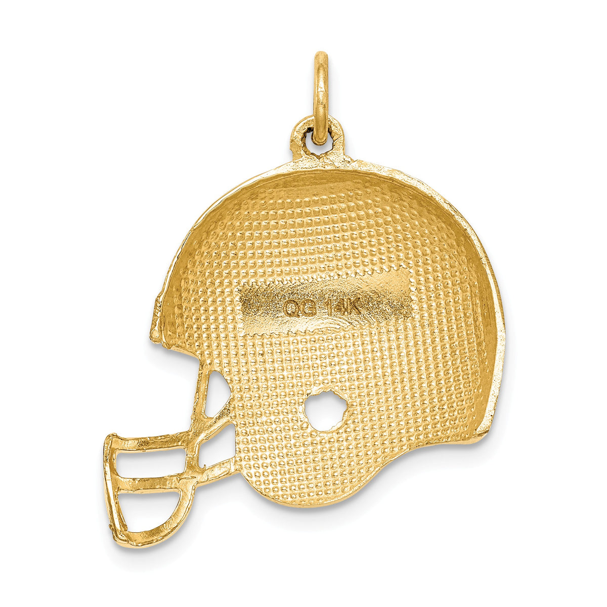 Alternate view of the 14k Yellow Gold Polished Football Helmet Pendant, 25mm by The Black Bow Jewelry Co.