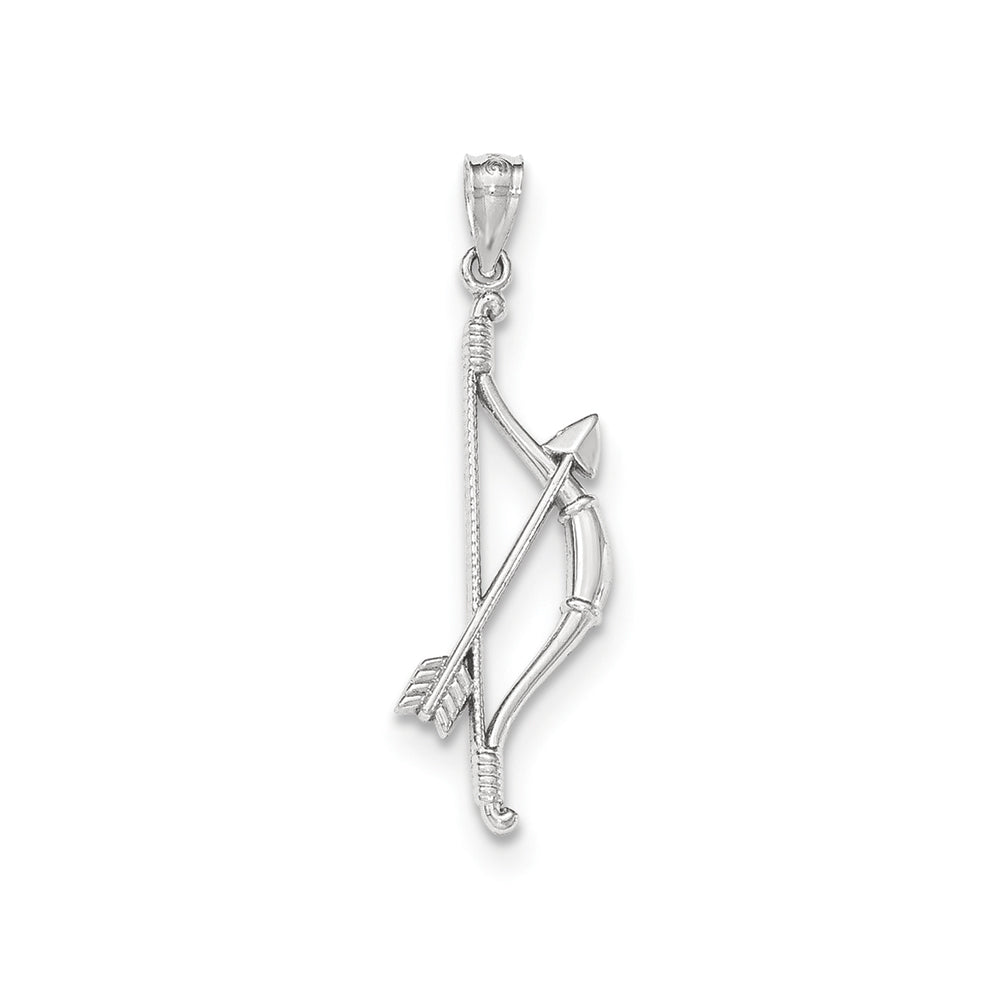 14k White Gold Open Back Bow and Arrow Pendant, 11 x 36mm, Item P25684 by The Black Bow Jewelry Co.