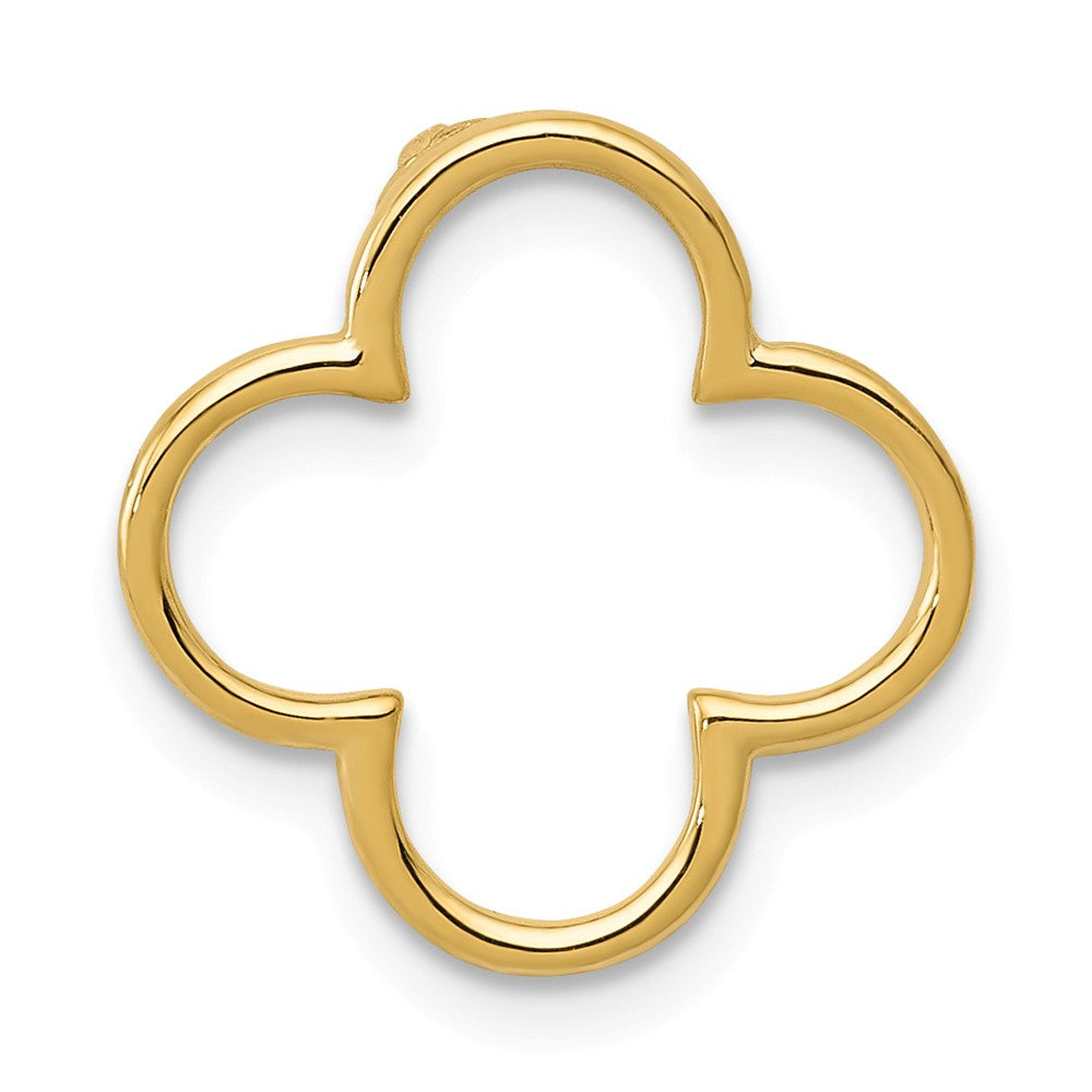 14k Yellow Gold Polished Quatrefoil Slide Pendant, 15mm, Item P25685 by The Black Bow Jewelry Co.
