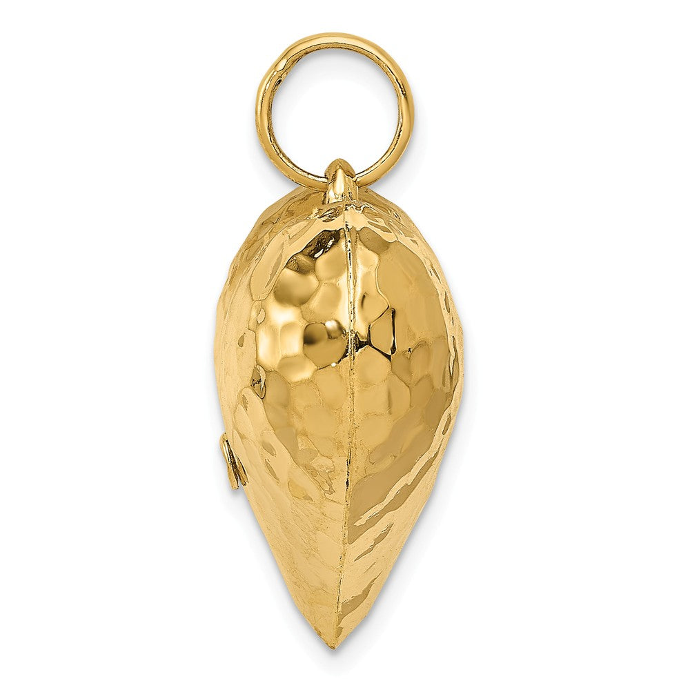 Mini newest Puffy 14K Yellow Gold Pendant Hammered Texture Heart Charm