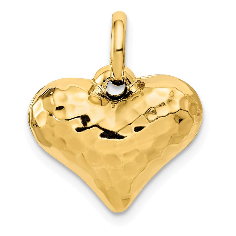 14k Yellow Gold Hollow Faceted Puffed Heart Charm or Pendant, 16mm, Item P25700 by The Black Bow Jewelry Co.