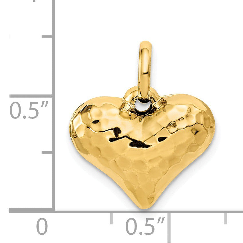 Alternate view of the 14k Yellow Gold Hollow Faceted Puffed Heart Charm or Pendant, 16mm by The Black Bow Jewelry Co.