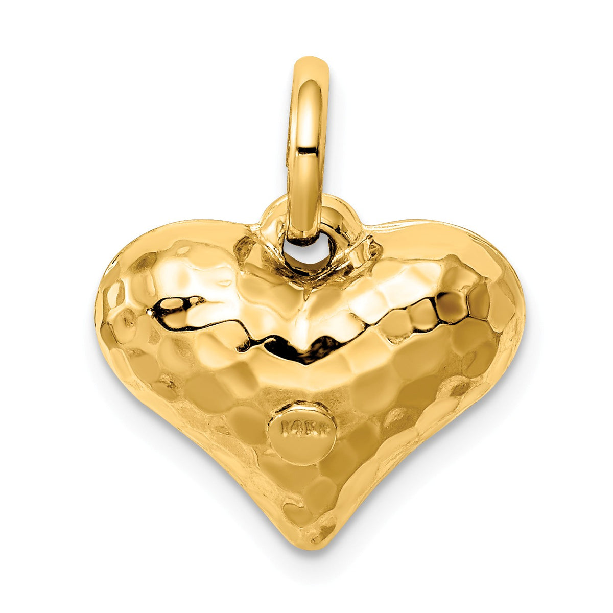 Alternate view of the 14k Yellow Gold Hollow Faceted Puffed Heart Charm or Pendant, 16mm by The Black Bow Jewelry Co.