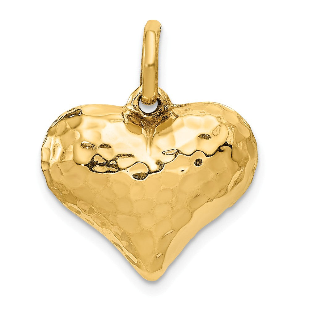 14k Yellow Gold Hollow Faceted Puffed Heart Charm or Pendant, 18mm, Item P25701 by The Black Bow Jewelry Co.