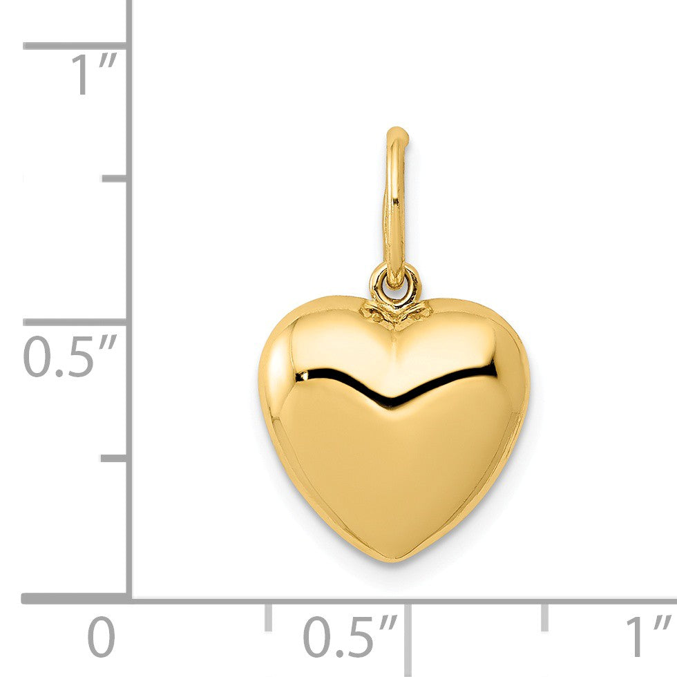 Alternate view of the 14k Yellow Gold Three Dimensional Puffed Heart Charm or Pendant, 14mm by The Black Bow Jewelry Co.