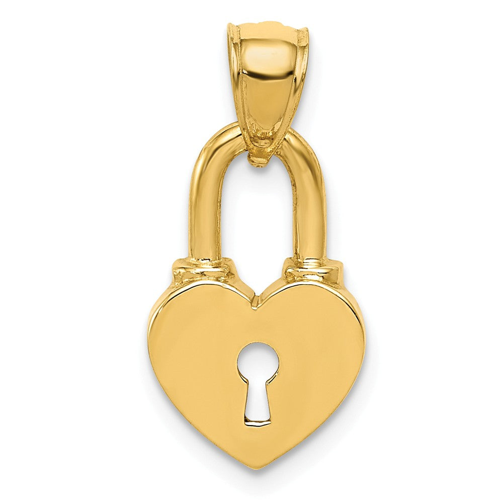 14k Yellow Gold Heart Key Hole Lock Pendant, 10mm, Item P25729 by The Black Bow Jewelry Co.