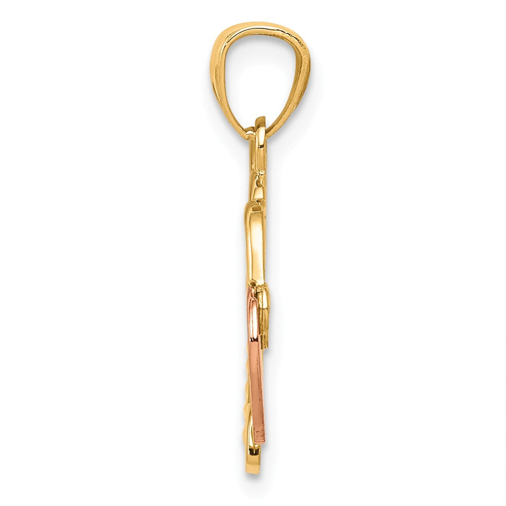 Alternate view of the 14k Two Tone Gold Heart Lock and Key Pendant, 15mm by The Black Bow Jewelry Co.