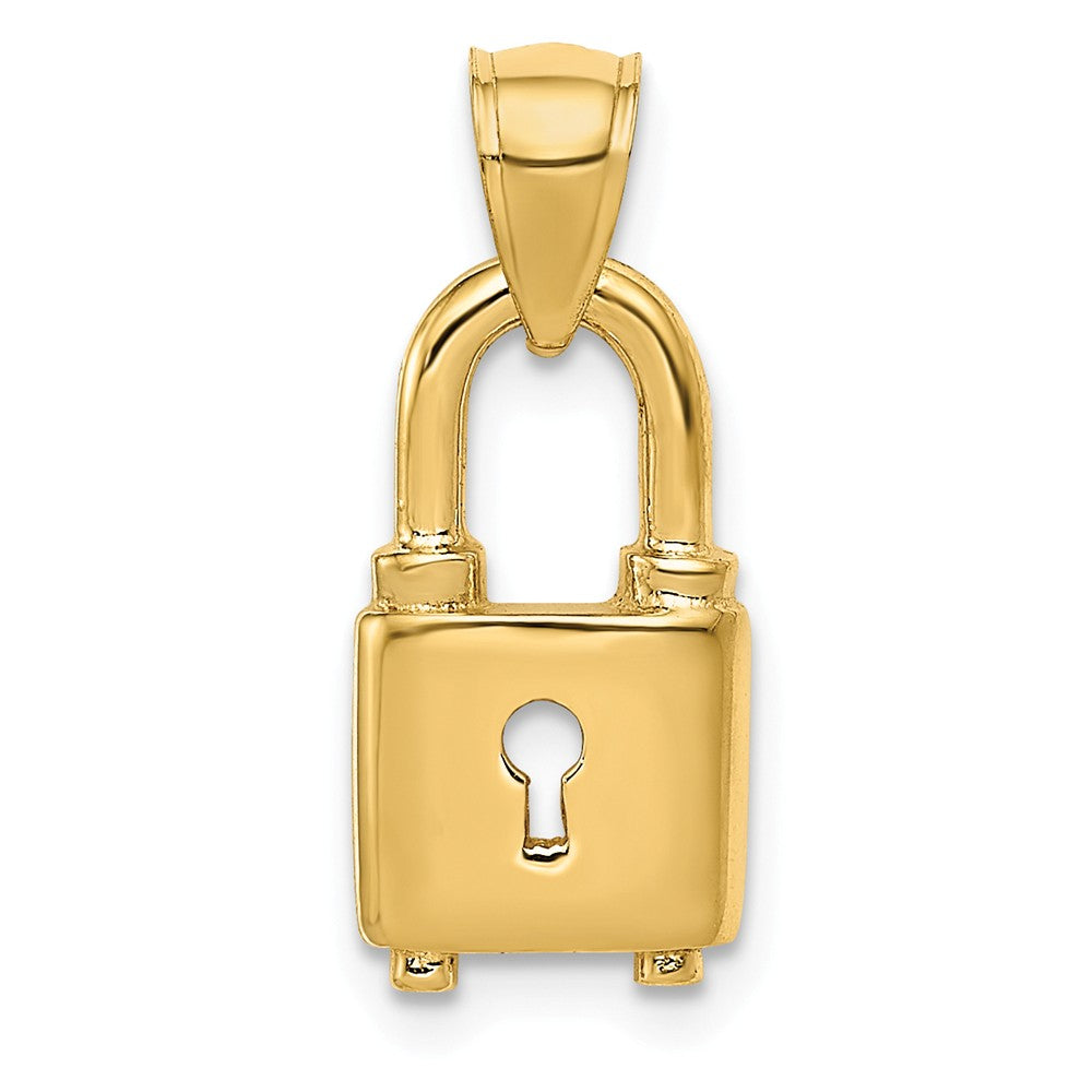 14k Yellow Gold Polished Key Hole Lock Pendant, 8mm, Item P25735 by The Black Bow Jewelry Co.