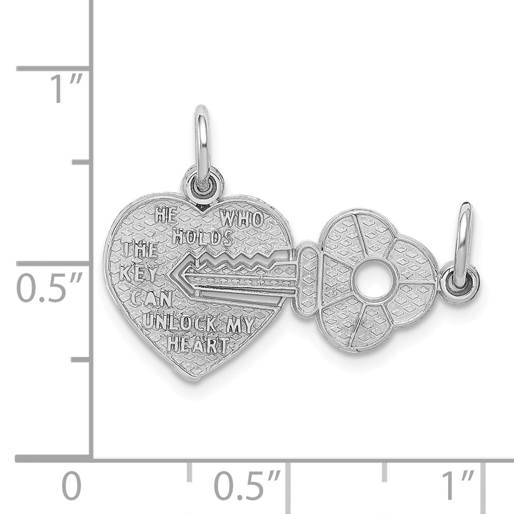 Alternate view of the 14k White Gold Key and Heart Set of 2 Charm or Pendants, 23mm by The Black Bow Jewelry Co.