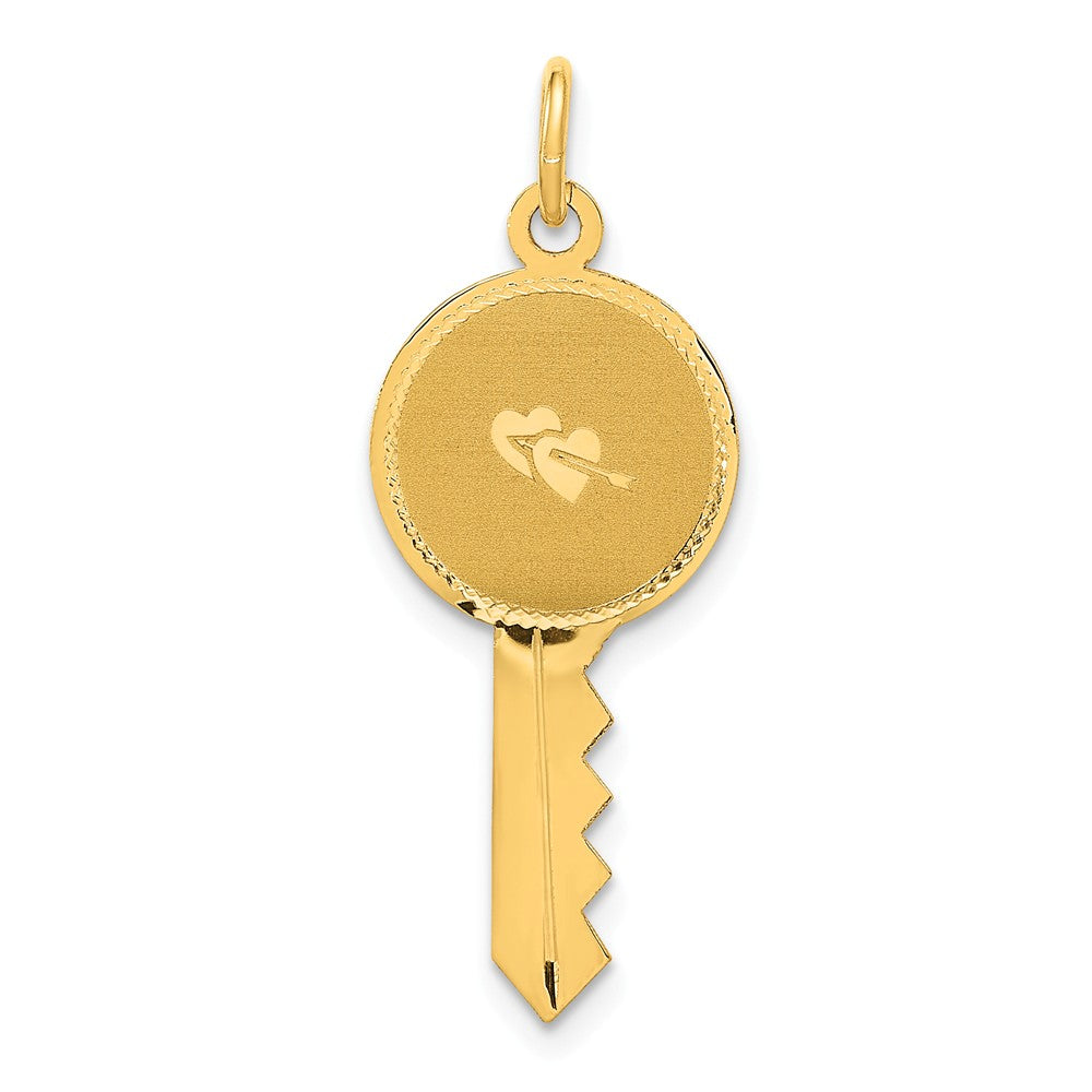 14k Yellow Gold Hearts on Key Charm or Pendant, 11mm, Item P25742 by The Black Bow Jewelry Co.