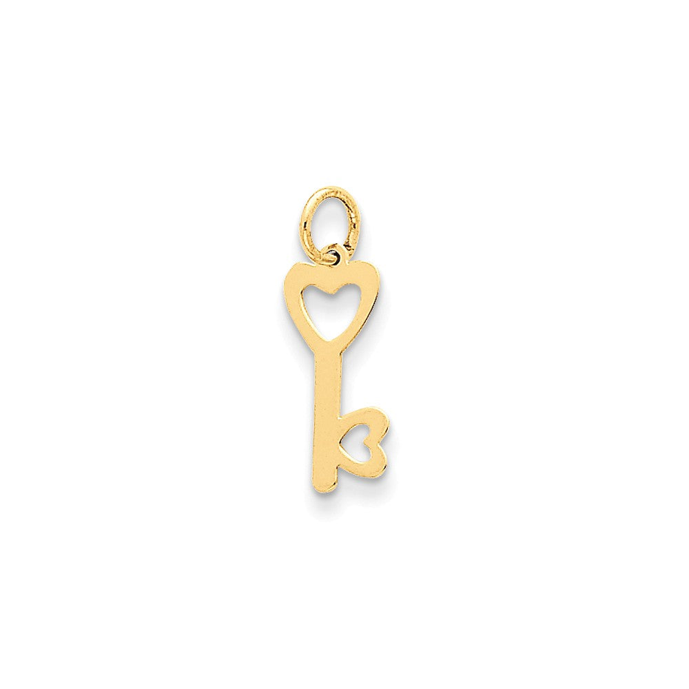 14k Yellow Gold Heart Shaped Key Charm or Pendant, 7mm, Item P25744 by The Black Bow Jewelry Co.