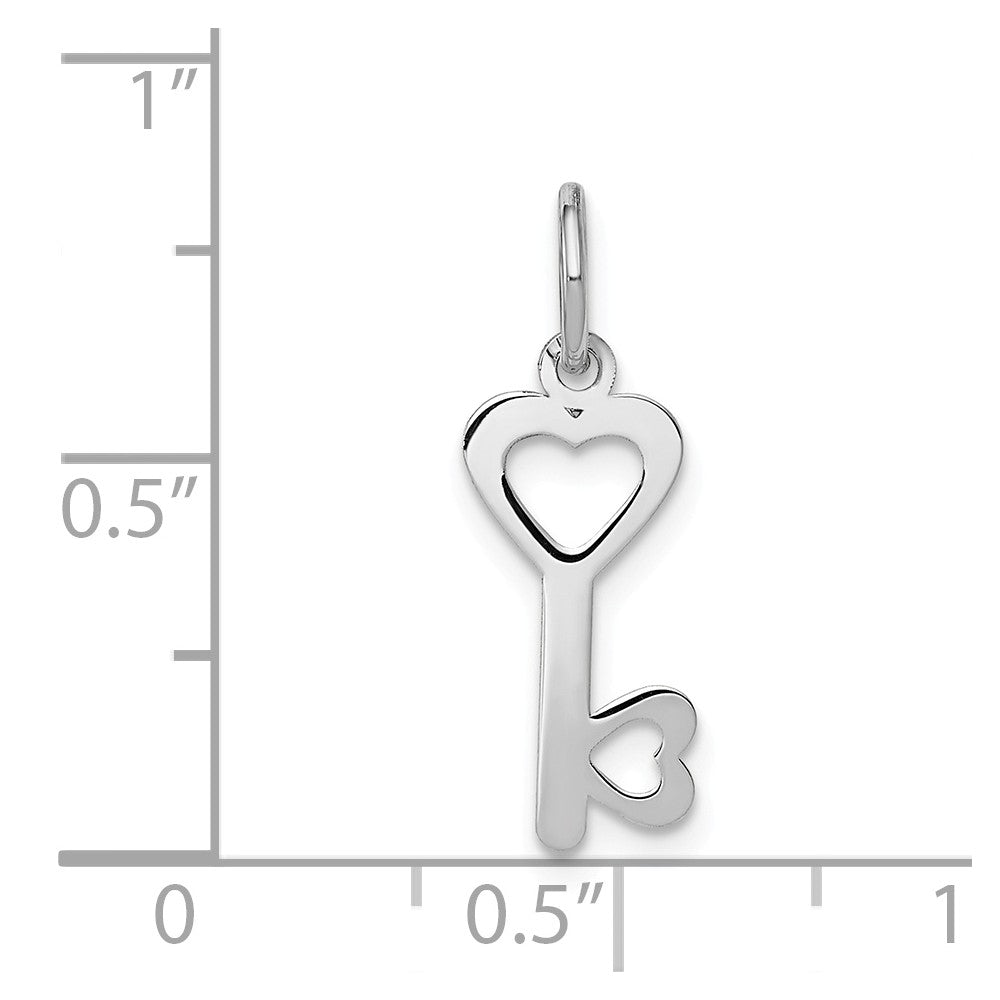 Alternate view of the 14k White Gold Heart Shaped Key Charm or Pendant, 7mm by The Black Bow Jewelry Co.