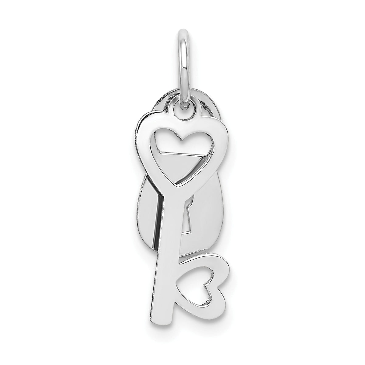 Alternate view of the 14k White Gold Polished Lock and Key Charm or Pendant, 7mm by The Black Bow Jewelry Co.
