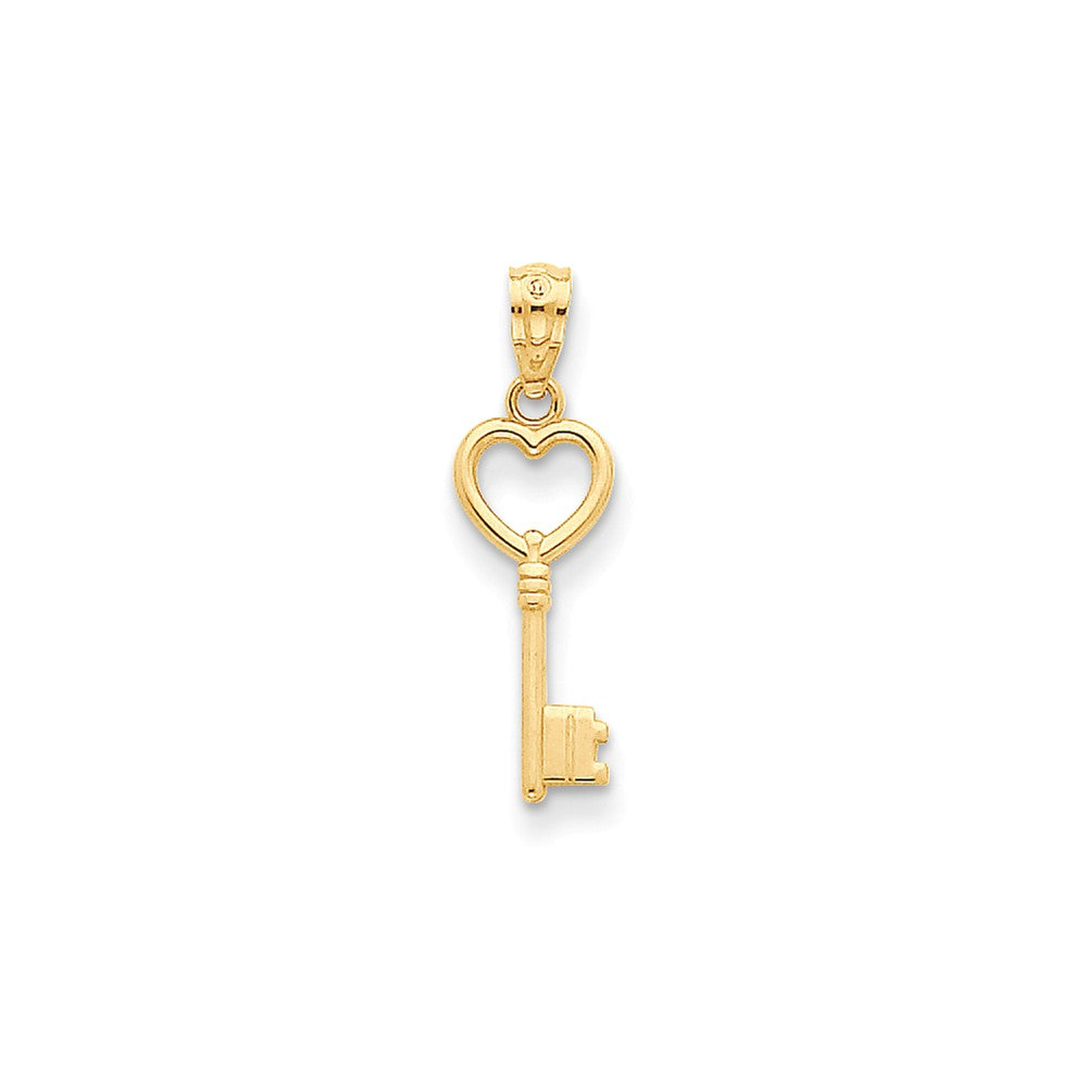 14k Yellow Gold Polished Heart Key Pendant, 7mm, Item P25747 by The Black Bow Jewelry Co.