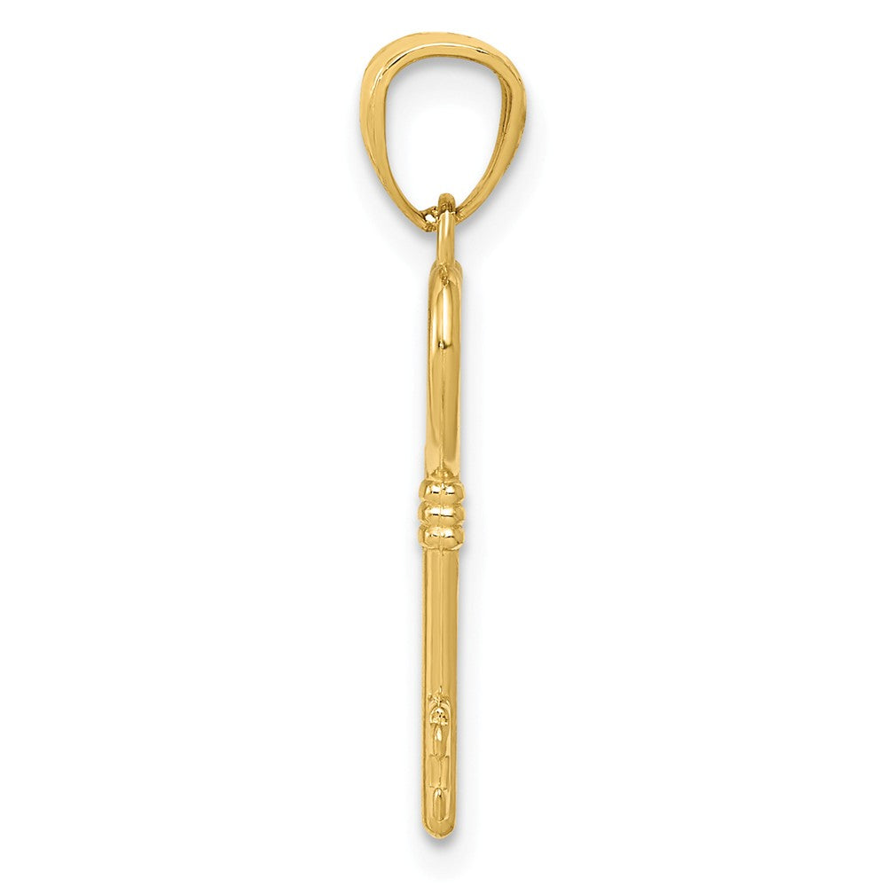 Alternate view of the 14k Yellow Gold Polished Heart Key Pendant, 7mm by The Black Bow Jewelry Co.