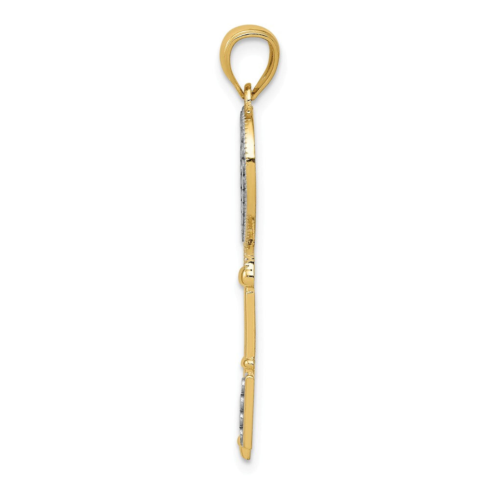 Alternate view of the 14k Yellow Gold and White Rhodium Heart Key Pendant, 12mm by The Black Bow Jewelry Co.