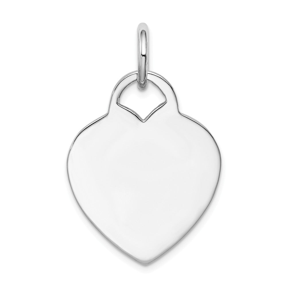 14k White Gold Engravable Heart Disc Charm or Pendant, 22mm, Item P25756 by The Black Bow Jewelry Co.