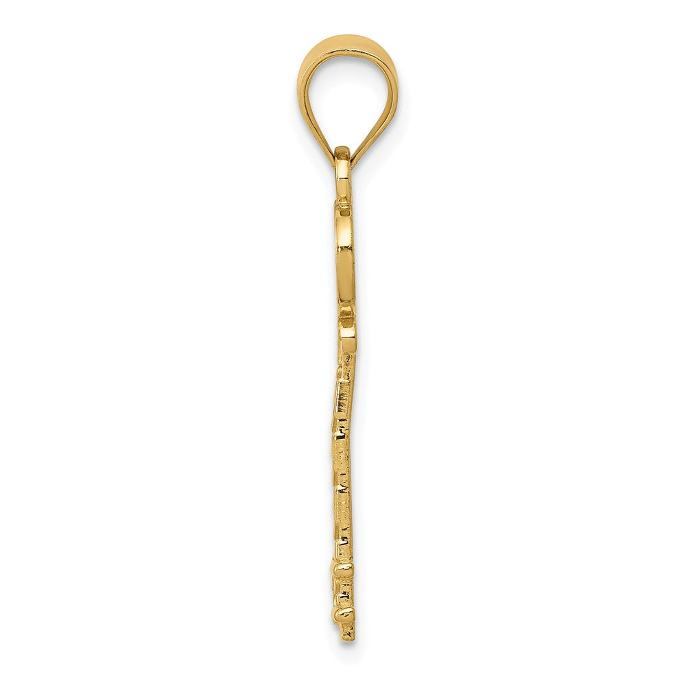 Alternate view of the 14k Yellow Gold Diamond Cut Key Pendant, 8mm by The Black Bow Jewelry Co.