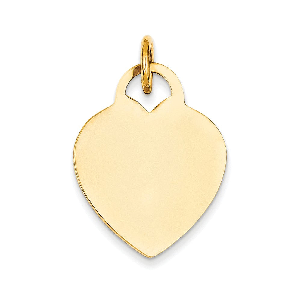 14k Yellow Gold Engravable Heart Disc Charm or Pendant, 22mm, Item P25767 by The Black Bow Jewelry Co.