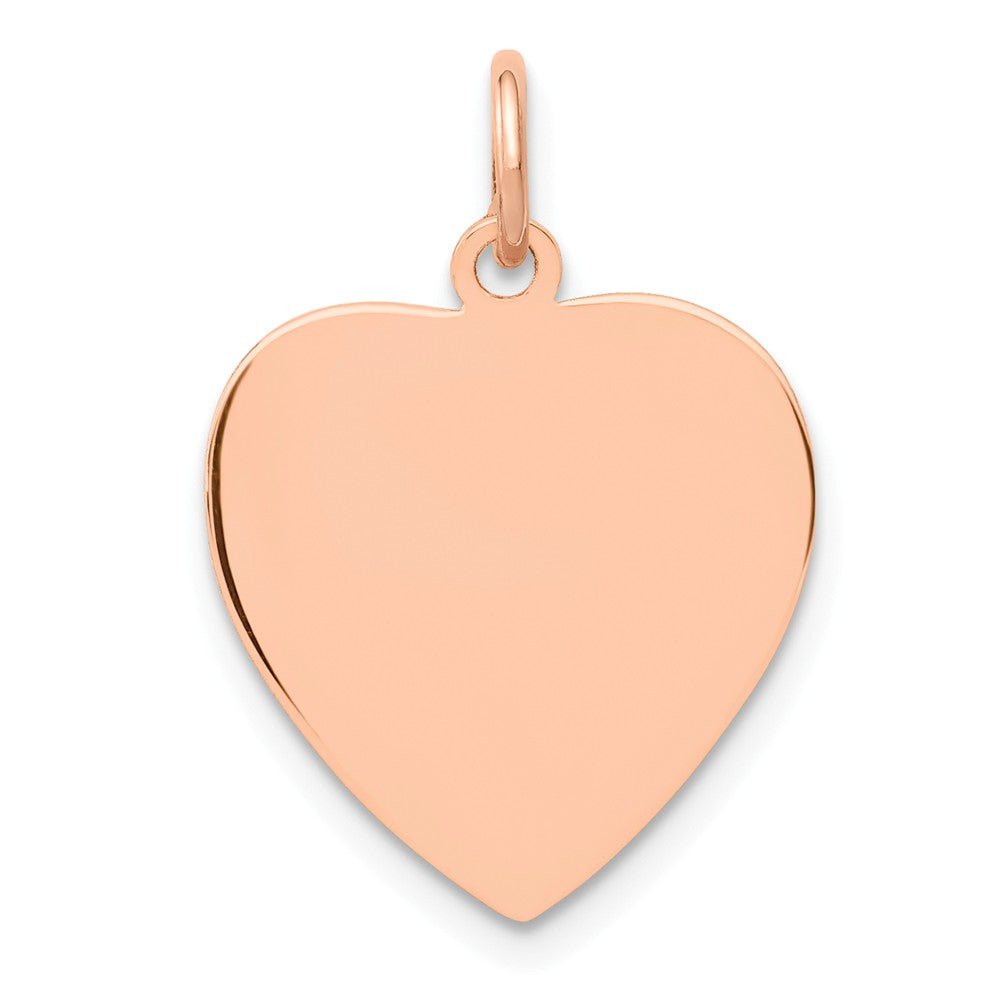14k Rose Gold Engravable Heart Disc Charm or Pendant, 15mm, Item P25771 by The Black Bow Jewelry Co.