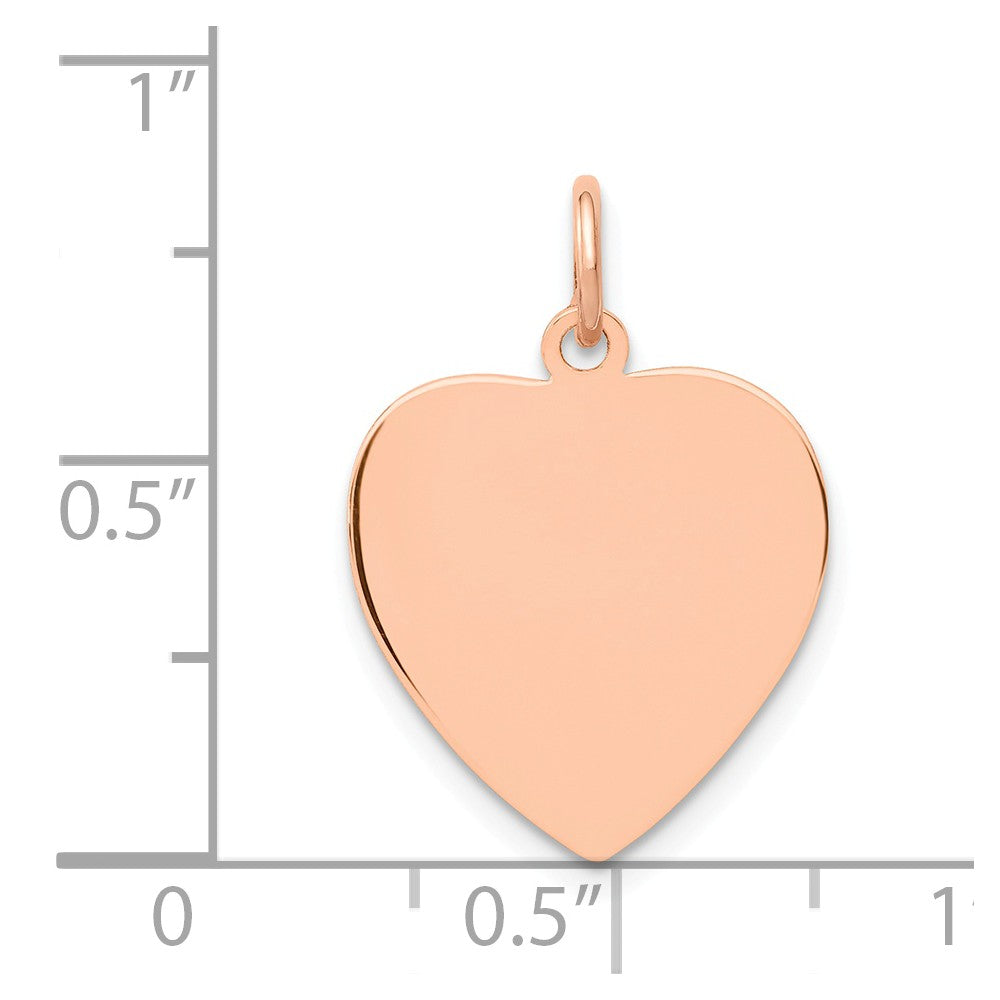 Alternate view of the 14k Rose Gold Engravable Heart Disc Charm or Pendant, 15mm by The Black Bow Jewelry Co.