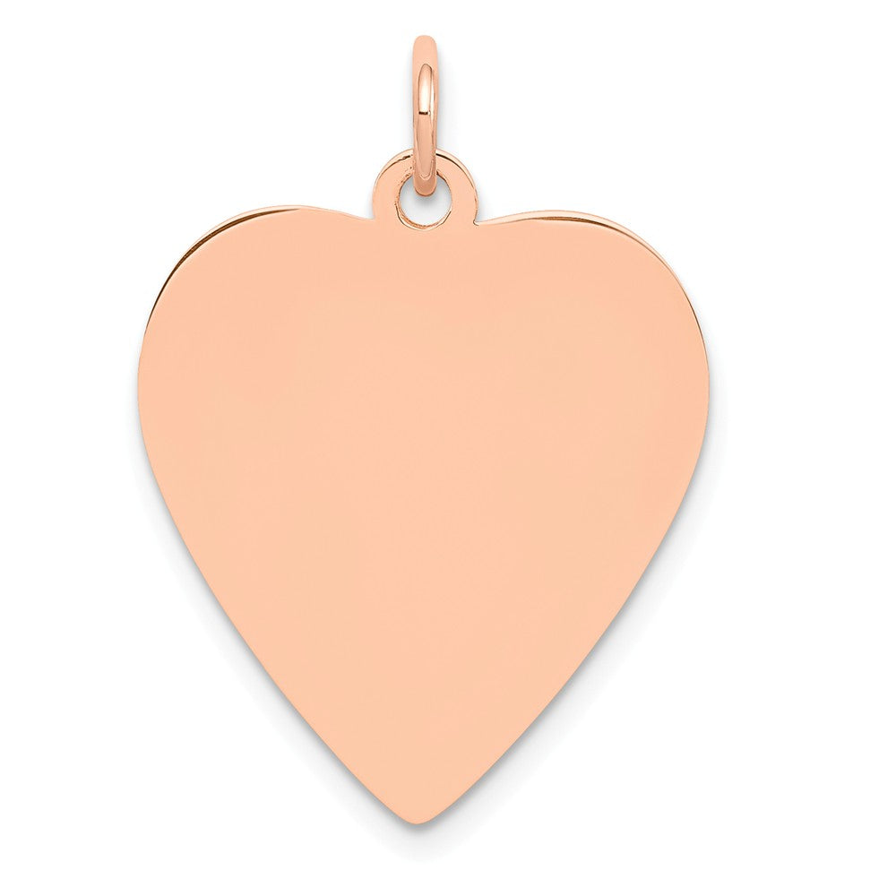 14k Rose Gold Engravable Heart Disc Charm or Pendant, 19mm, Item P25773 by The Black Bow Jewelry Co.