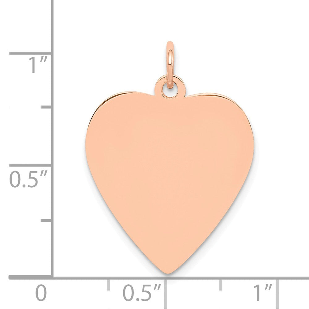 Alternate view of the 14k Rose Gold Engravable Heart Disc Charm or Pendant, 19mm by The Black Bow Jewelry Co.