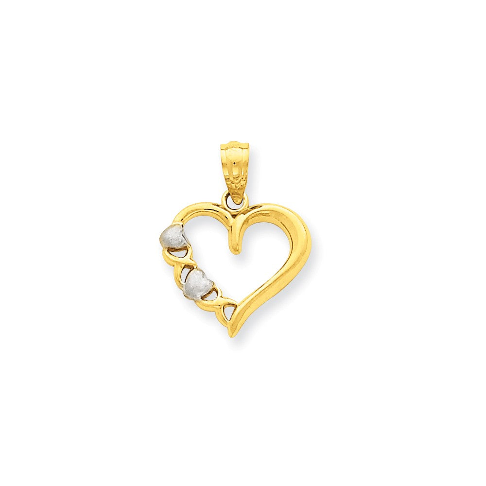 14k Yellow Gold and White Rhodium Heart Pendant, 15mm, Item P25795 by The Black Bow Jewelry Co.