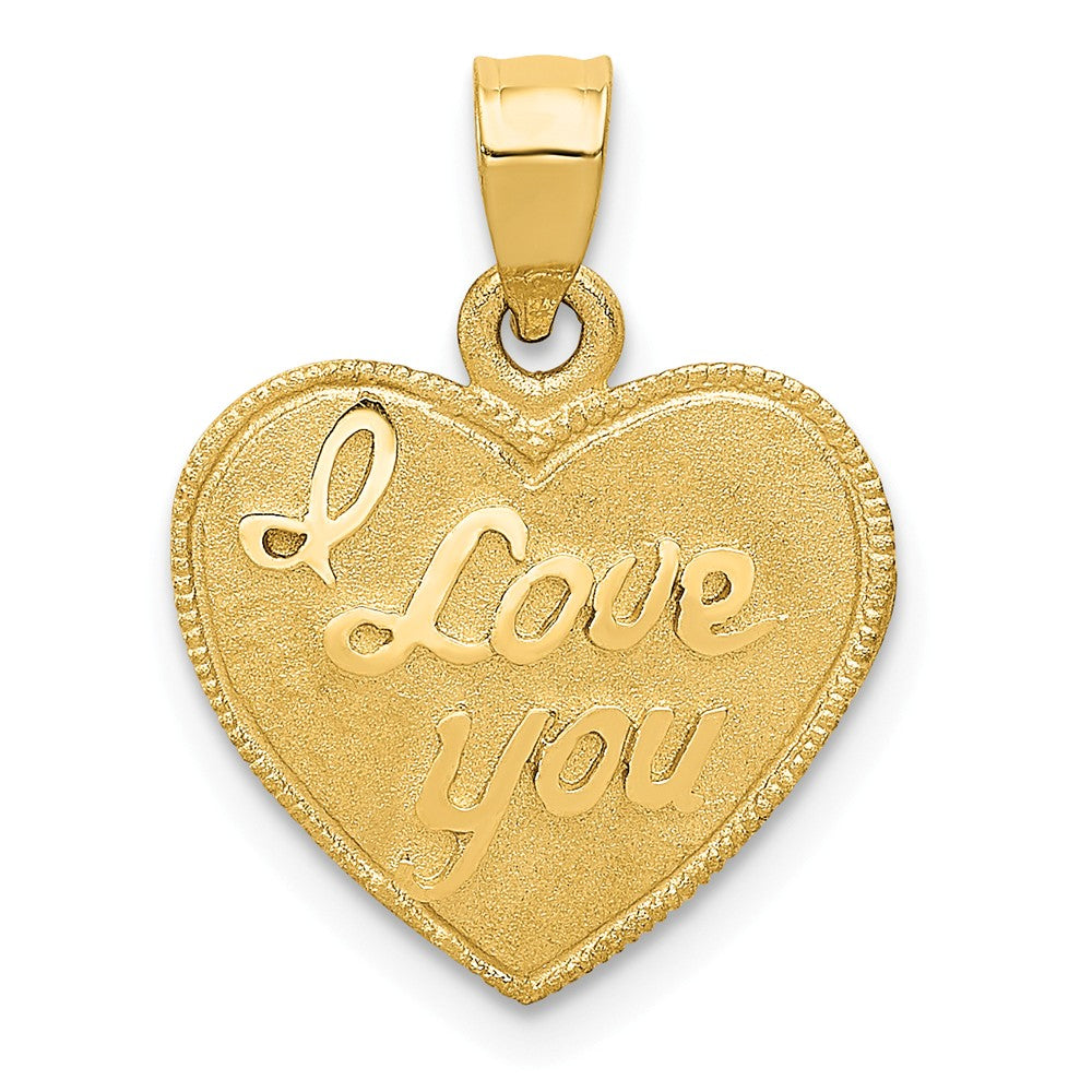 14k Yellow Gold I Love You fashion Heart Pendant Charm