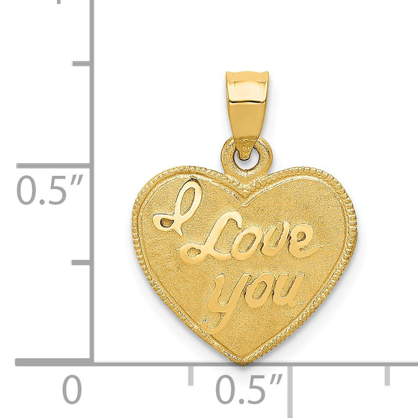 Alternate view of the 14k Yellow Gold I Love You Heart Charm or Pendant, 14mm by The Black Bow Jewelry Co.