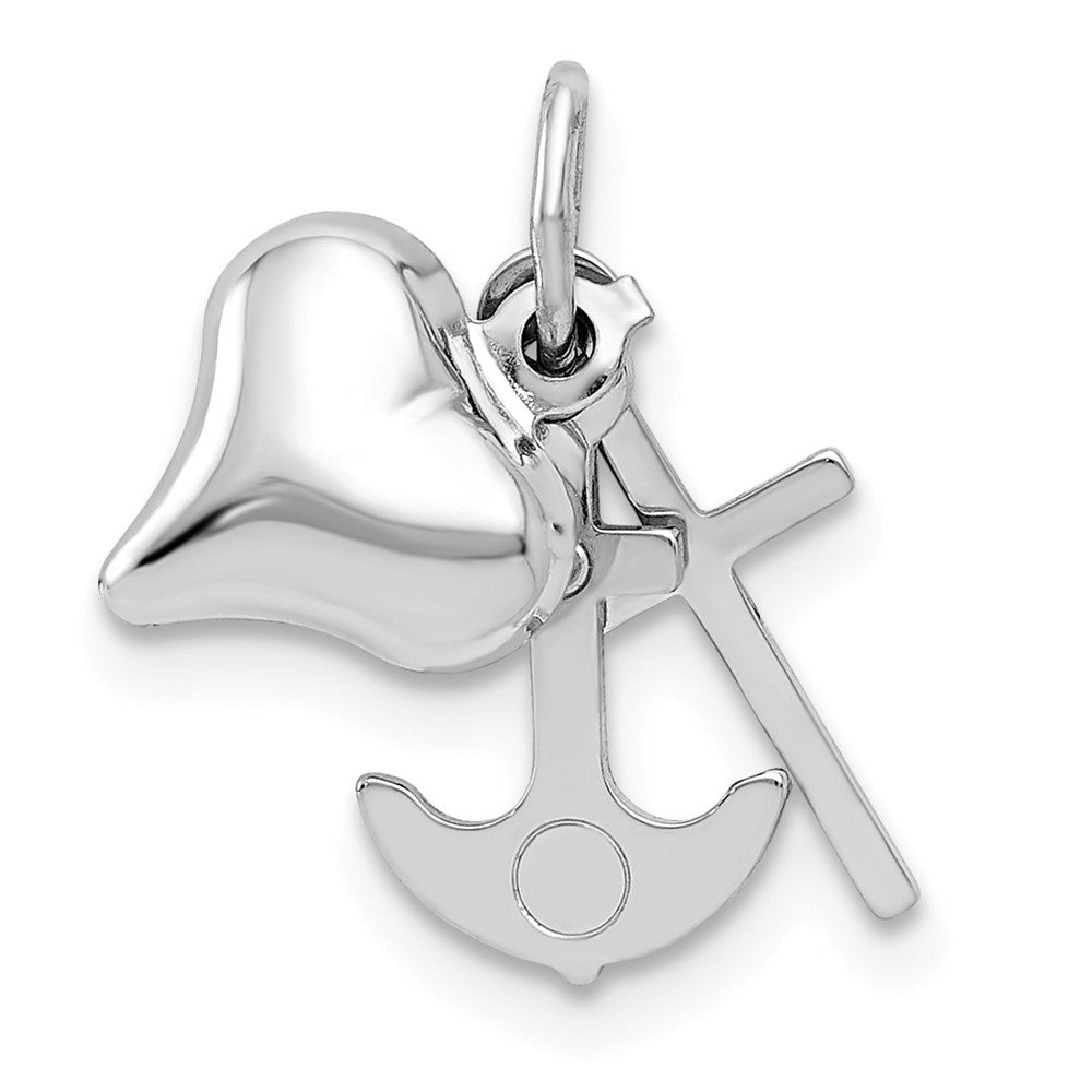 14k White Gold Faith, Hope and Charity Triple Charm or Pendant, 8mm, Item P25838 by The Black Bow Jewelry Co.