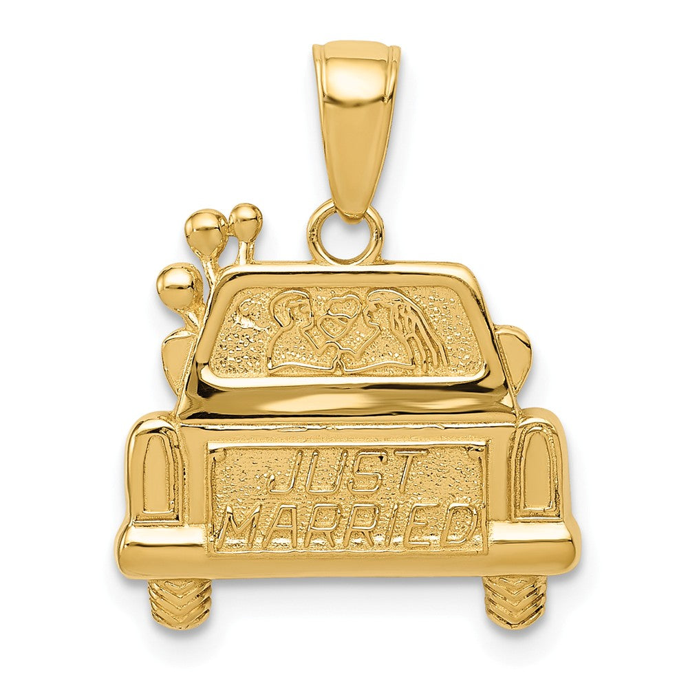 14k Yellow Gold Just Married Pendant, 17mm, Item P25867 by The Black Bow Jewelry Co.