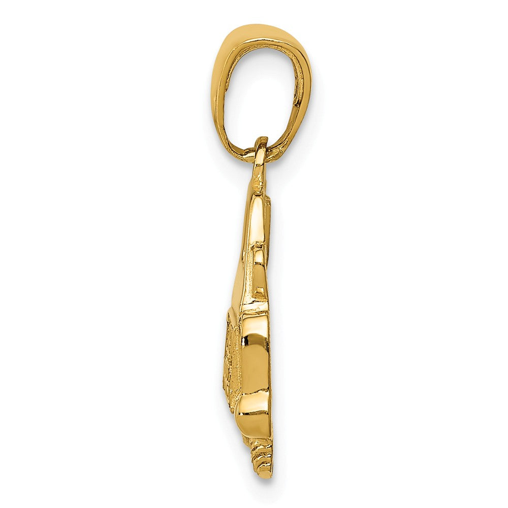 Alternate view of the 14k Yellow Gold Just Married Pendant, 17mm by The Black Bow Jewelry Co.