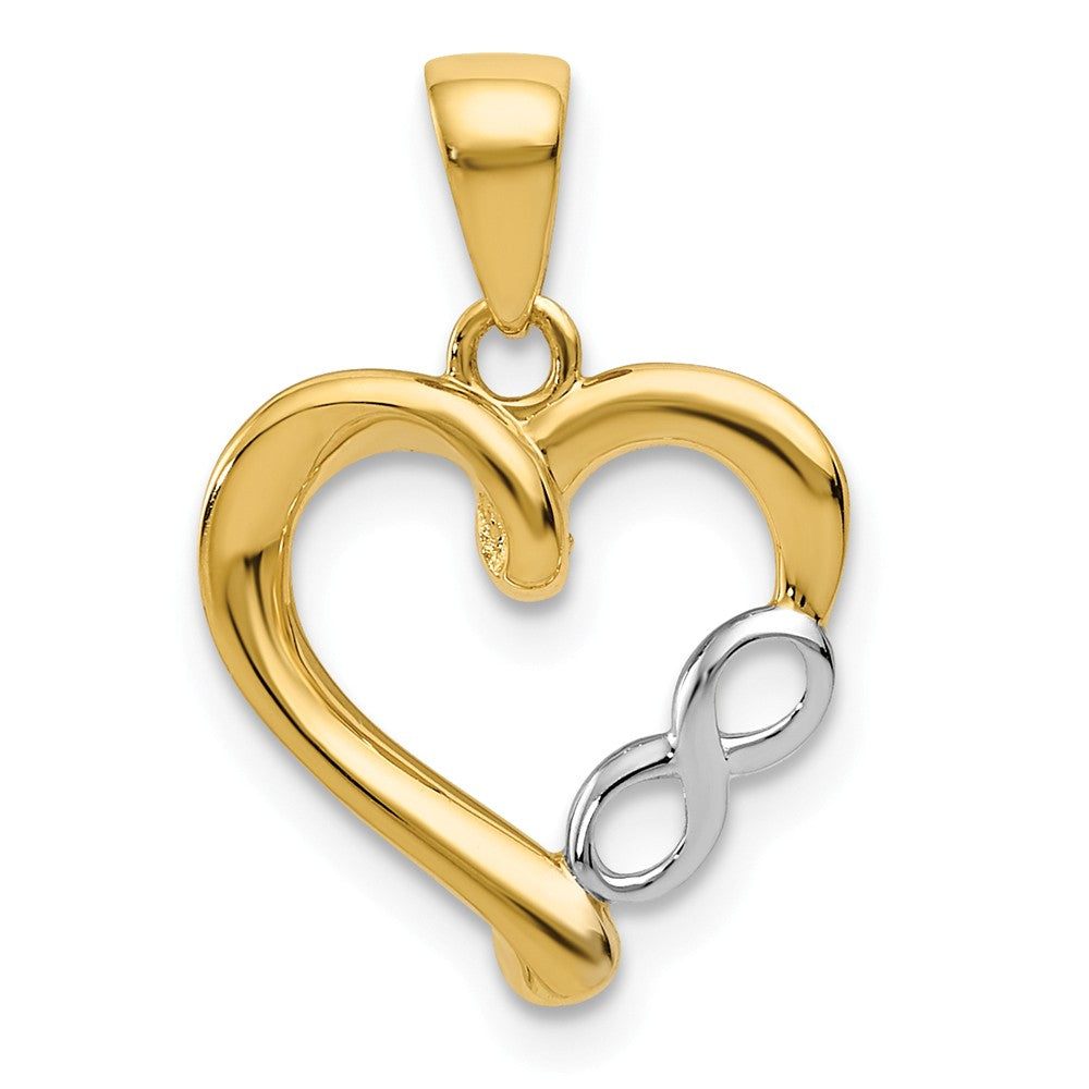 14k Yellow Gold and White Rhodium Infinity Heart Pendant, 13mm, Item P25881 by The Black Bow Jewelry Co.